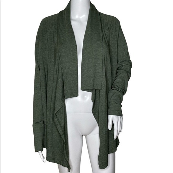 Splendid Sweater Women Small Green‎ Drape Front Open Updated Basic Minimalist - Picture 1 of 8